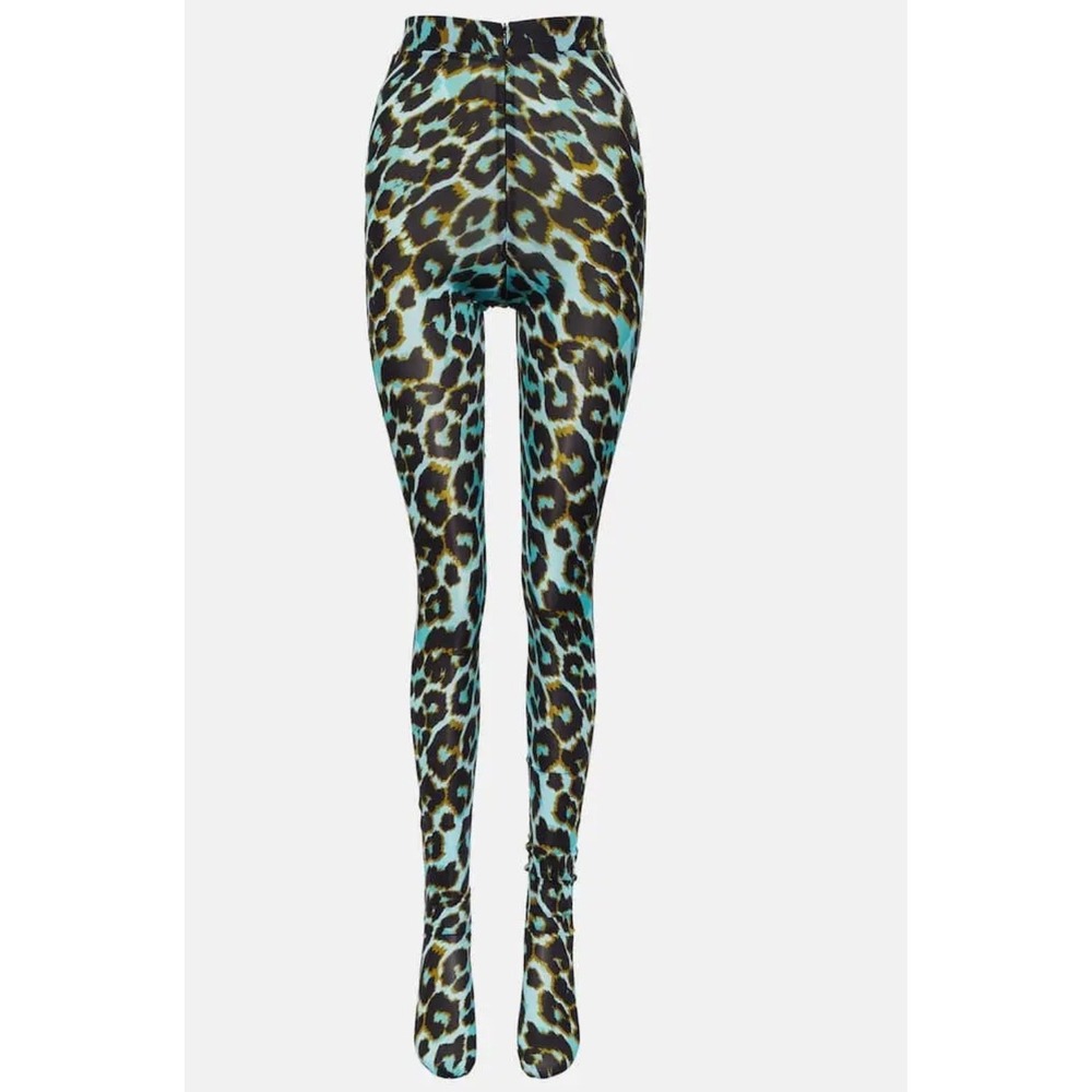 ALEX PERRY Cadie Leopard Print‎ Tights blue UK 8 US 4 NWT